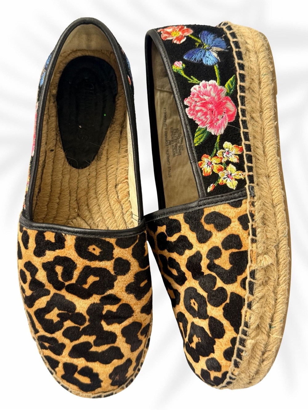 Johnny Was Leopard Espadrille Slip-Ons with Floral Embroidery Women’s size 8 - Picture 2 of 5